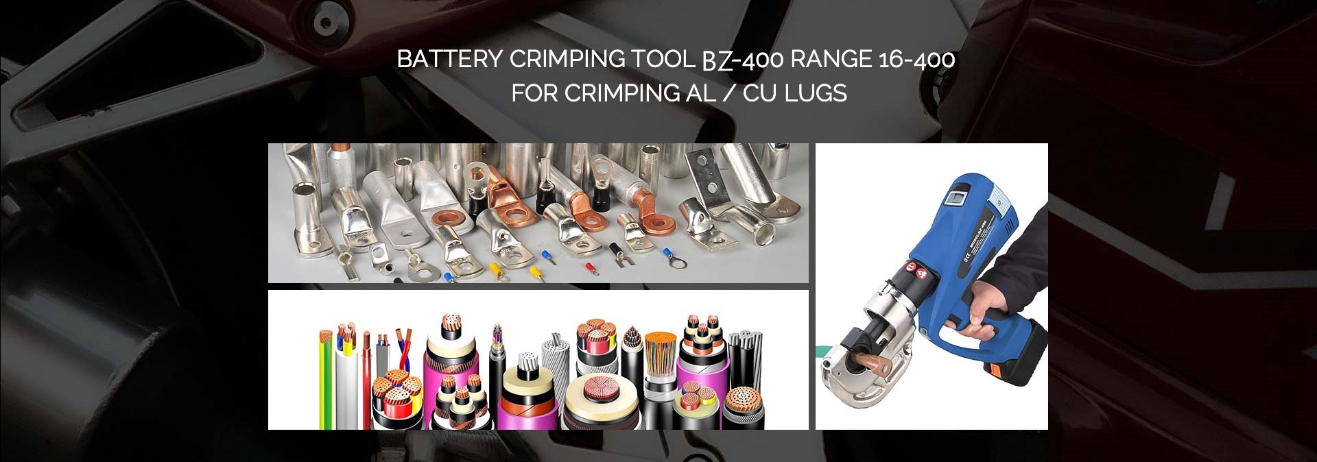 iGeelee BZ-400 Battery Powered Wire Compression Tools for CuAl Terminals range 16-400