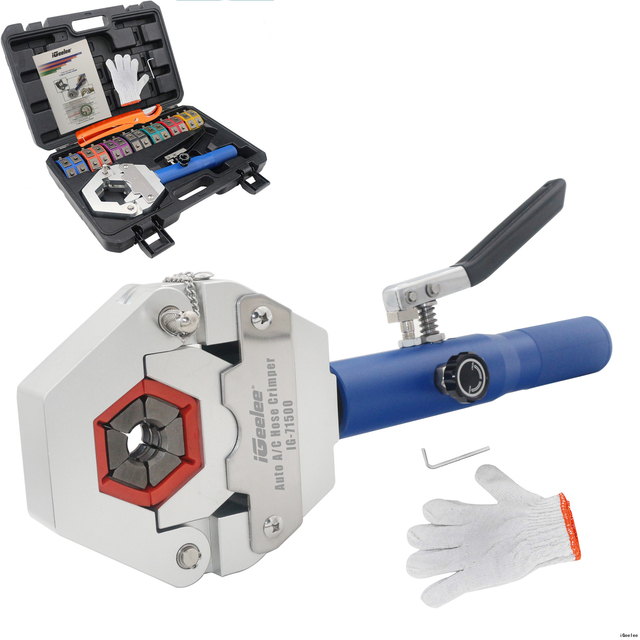 iGeelee Hydraulic A/C Hose Crimper Hydraulic A/C Crimping Tool Hydra-crimp for Barbed And Beaded Hose Fittings