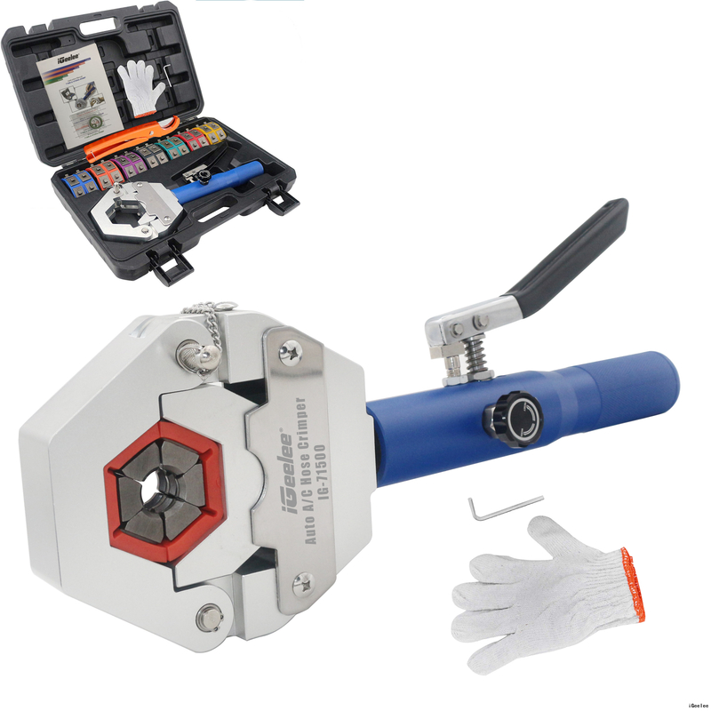 iGeelee Hydraulic A/C Hose Crimper Hydraulic A/C Crimping Tool Hydra-crimp for Barbed And Beaded Hose Fittings