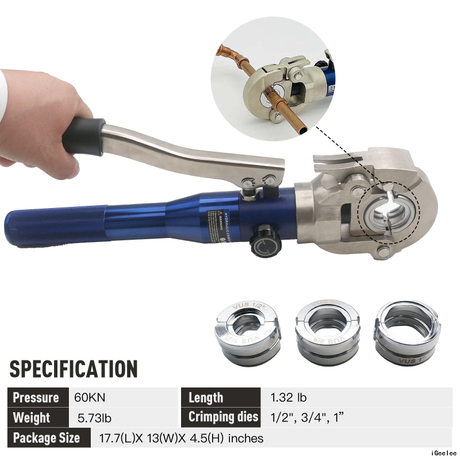 Hydraulic Pipe Pressing Tool IG-1632 for Crimping Range of 12-32mm Pipes 